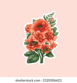 Dahlia Flower Sticker Vector Design