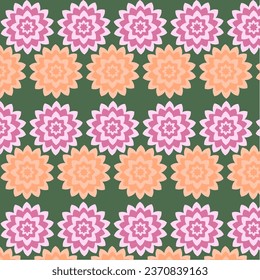 Dahlia flowers pattern on sage background.