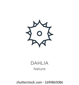 Icono de Dahlia. Icono de contorno de dahlia lineal delgado aislado en fondo blanco de la colección de naturaleza. Signo vectorial de línea, símbolo para web y móvil