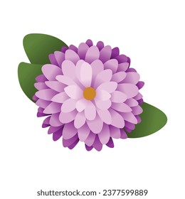 Dahlia with leaves vector illustration