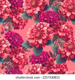 Dahlia seamless floral pattern. Vector stock illustration eps10.