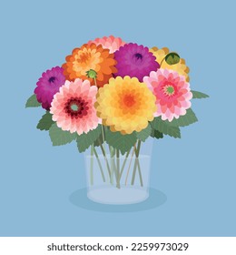 dahlia in a vase vector clip art