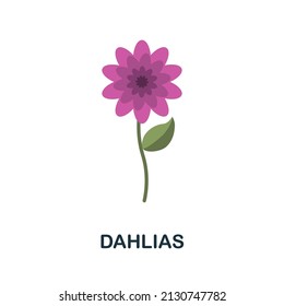 Dahlias flat icon. Colored element sign from flowers collection. Flat Dahlias icon sign for web design, infographics and more.
