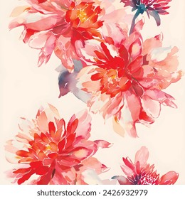 Dahlias Minimalistic abstract floral pattern Ideal for textile design, screensavers, covers, cards, invitations and posters