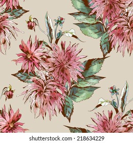 Dahlias Seamless Pattern