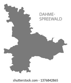 Dahme-Spreewald grey county map of Brandenburg Germany