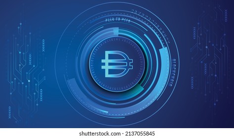 Dai DAI block chain crypto currency digital encryption, virtual money exchange, Technology global network vector illustration background and banner design template. Futuristic web and trading