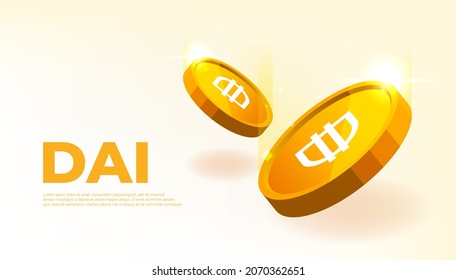 Dai coin banner. DAI coin cryptocurrency concept banner background.