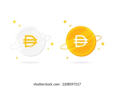 Icono plano de moneda de diai aislado en fondo blanco.