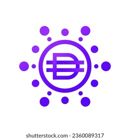 DAI coin icon, crypto token vector