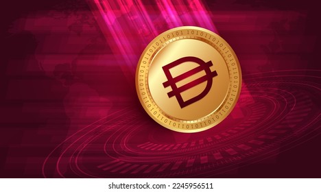 Dai (DAI) crypto currency banner and background svg