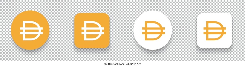 Dai (DAI) crypto currency logo symbol set isolated on transparent background vector