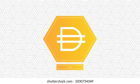 Dai cryptocurrency logo isolated on gradient pattern background.