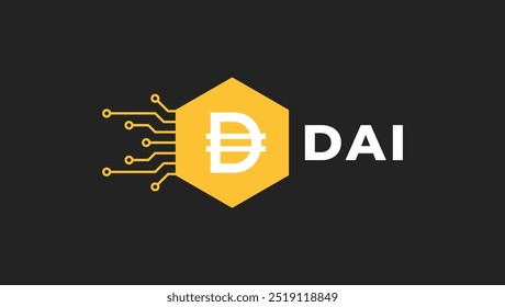 Ilustración vectorial de logotipo de criptomoneda Dai para fondo o Anuncio