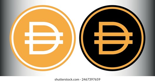 dai cryptocurrency logos on abstract background. 3d illustrations.