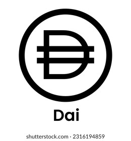 Dai icon sign payment symbol. Cryptocurrency logo. Simple vector. Cryptocurrencies name, symbol and bitcoin name. coin logo. Black emblem isolated on white. Cryptocurrency e-commerce concept