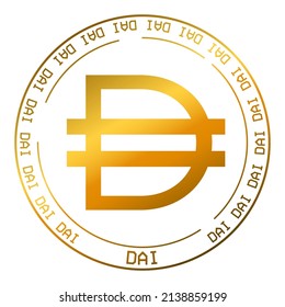 Dai stablecoin cryptocurrency vector money symbol. Blockchain currency gold gradient logo isolated on white background illustration