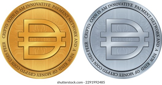 dai virtual currency logo. vector illustrations. 3d illustrations.