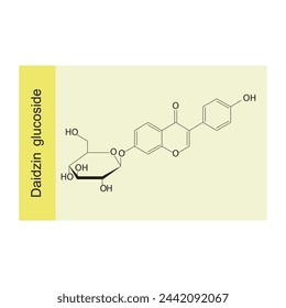Daidzein glucoside skeletal structure diagram.Isoflavanone compound molecule scientific illustration  svg