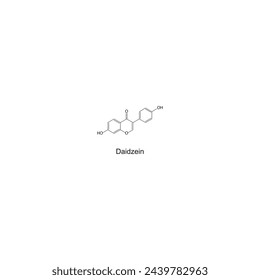 Daidzein skeletal structure diagram.Isoflavanone compound molecule scientific illustration on white background. svg