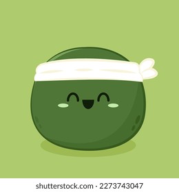 Vector de caracteres de Daifuku. Daifuku sobre el fondo verde. Daifuku es un postre japonés. Matcha Mochi.