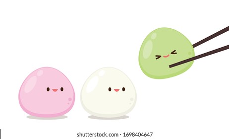 Vector de caracteres Daifuku. Daifuku sobre fondo blanco. Daifuku es un postre japonés.