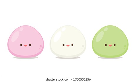 Daifuku character vector. Daifuku on white background. Daifuku is Japanese desserts.