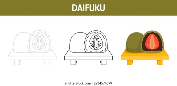 Daifuku tracing and coloring worksheet for kids