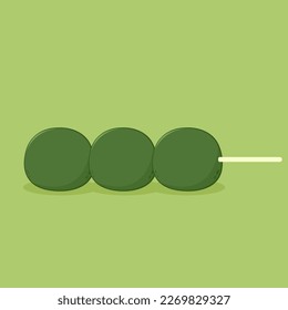Daifuku vector. Daifuku on green background. Daifuku is Japanese desserts. Matcha Mochi.