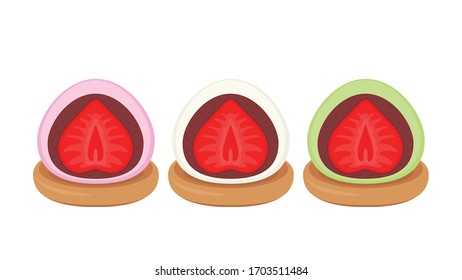 Daifuku vector. Daifuku on white background. Daifuku is Japanese desserts.