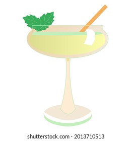 Daikiri coctail con paja Ilustración vectorial plana sobre fondo blanco