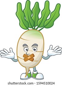 Daikon cartoon character style with silent gesture