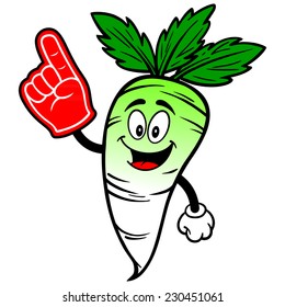 Daikon with Foam Finger