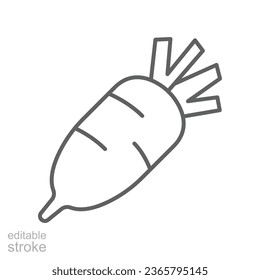daikon icon. fresh nature organic root vegetable harvest, healthy food. Japanese daikon radish, editable stroke. outline style pictogram. vector illustration. design on white background. EPS 10