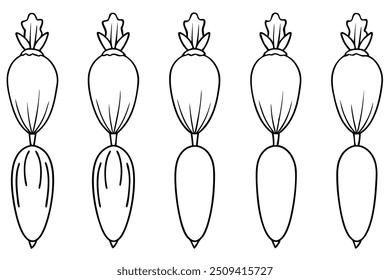 a daikon with lainar vector lllustration