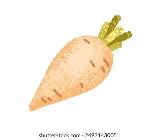 Daikon radish, fresh organic food. Long vegetable, natural healthy eating. Asian veggie icon. Raw tuber with leaf. Agriculture crop. Flat graphic vector illustration isolated on white background