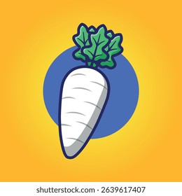 Daikon Radish Vector Illustration Cute Cartoonish Design