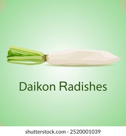 Daikon radishes illustrator vector japanese food root.