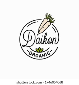 Daikon radishes logo. Round linear logo of daikons on white background