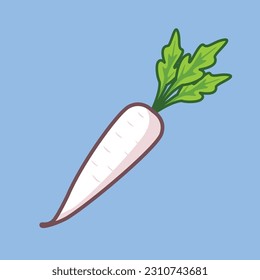 Daikon vegetable cartoon icon vector illustration