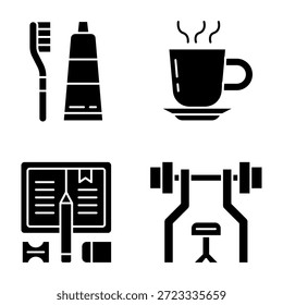 Daily Activities Icon Set Vector Design Glyph Template