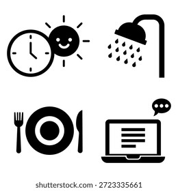 Daily Activities Icon Set Vector Design Glyph Template