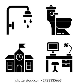 Conjunto de iconos de actividades diarias Plantilla de glifos de diseño de Vector