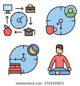 Daily Activities Icon Set Vector Design Template