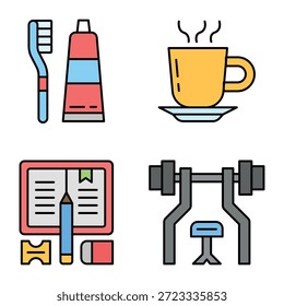 Conjunto de iconos de actividades diarias Plantilla de diseño de Vector