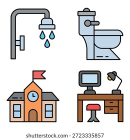 Daily Activities Icon Set Vector Design Template