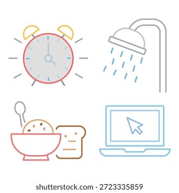 Daily Activities Icon Set Vector Design Template