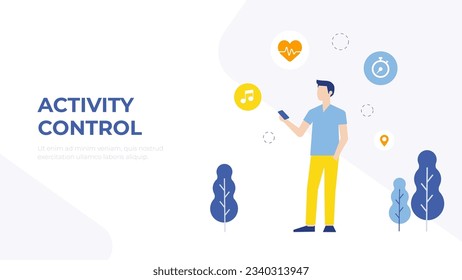 Daily activities routine, control, work life balance, lifestyle, app for daily routine. Modern vector illustration. 