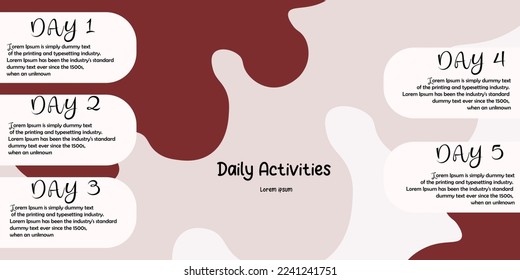 Daily Activities Template, vector illustration and editable