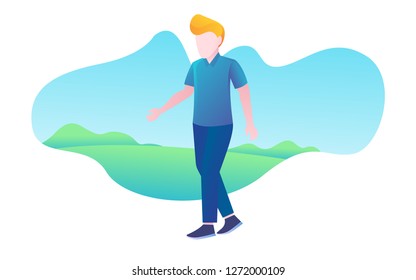 daily activity healthy lifestyle exercise. a man walking flat design illustration